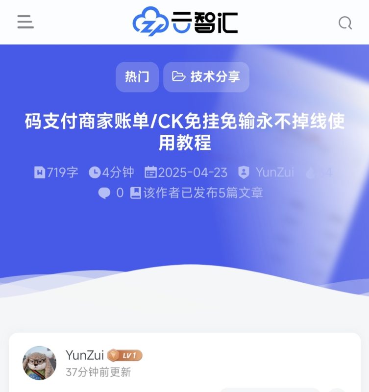 子比美化-文章顶部信息-云智汇 - 专注于优质技术以及资源分享